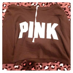 Vs pink hooded cropped sweatshirt